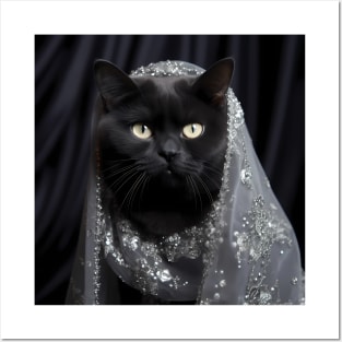 Elegant Black British Shorthair Cat Posters and Art